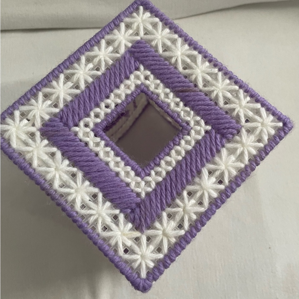 Set of 3 Handmade Needlepoint Plastic Canvas Tissue Box Cover multi color - Picture 8 of 14